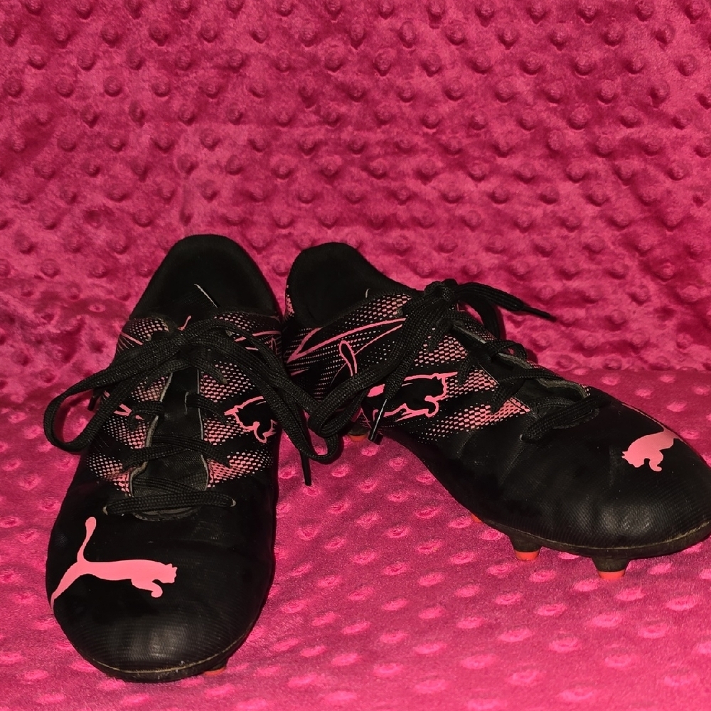 Puma Black and Pink Soccer Cleats